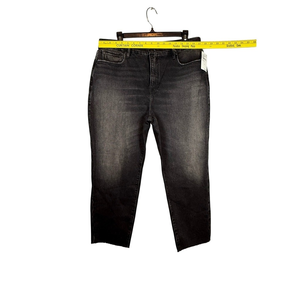 NWT GOOD AMERICAN Girlfriend Jeans, High Rise, Straight, Black Wash, Size 13/31 - Picture 4 of 12